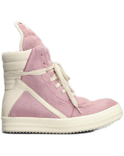 Rick Owens Geobasket Leather Sneakers - Pink