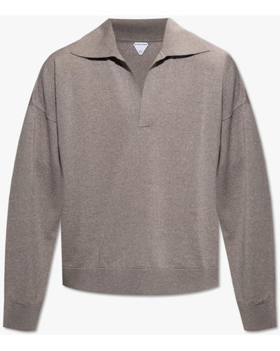 Bottega Veneta Wool Polo Sweater - Gray