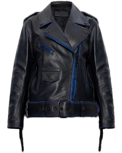 Off-White c/o Virgil Abloh Belted Leather Jacket - Blue