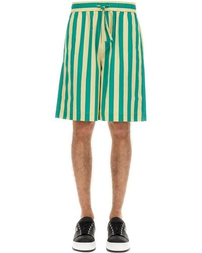 Sunnei Striped Pattern Bermuda Shorts - Green