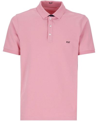 Fay Polo Shirt With Logo - Pink
