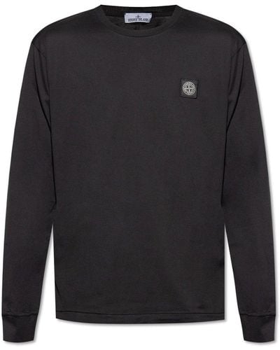 Stone Island T-Shirt With Long Sleeves, ' - Black