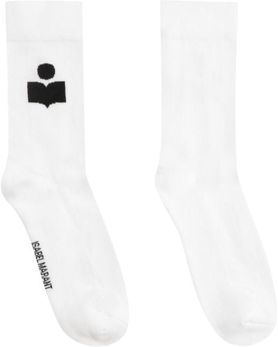 Isabel Marant Siloki Logo Cotton Blend Socks - White