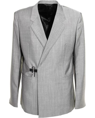 Givenchy Slim Wool Jacket With U-lock Buckle - Gray