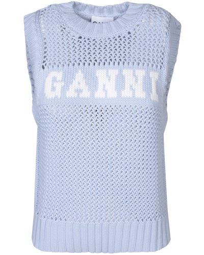Ganni Knit Logo Vest - Blue