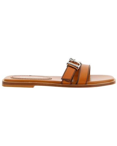 DSquared² Logo-buckle Leather Flat Sandals - Brown