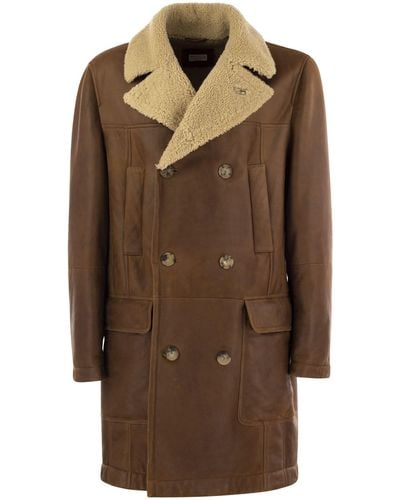 Brunello Cucinelli Double-Breasted Coat - Brown