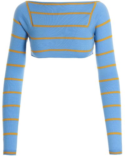 Emilio Pucci Cut-Out Cropped Jumper - Blue