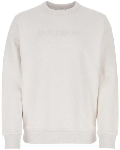 Burberry Melange Chalk Stretch Cotton Sweatshirt - White