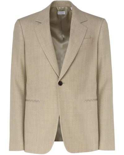 Burberry Wool Tailored Jacket - Natural