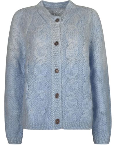 Maison Margiela Knitted Buttoned Cardigan - Blue