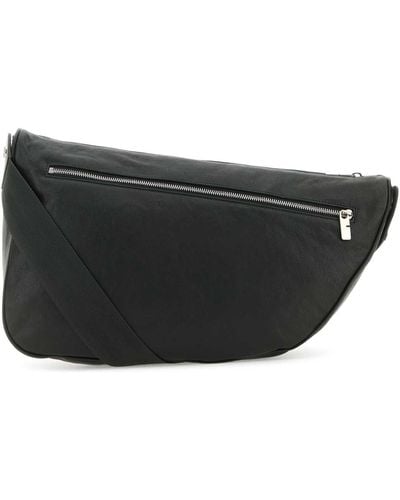 Burberry Slate Leather Shield Crossbody Bag - Black