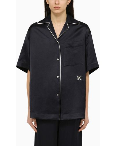 Palm Angels Linen Blend Shirt - Black