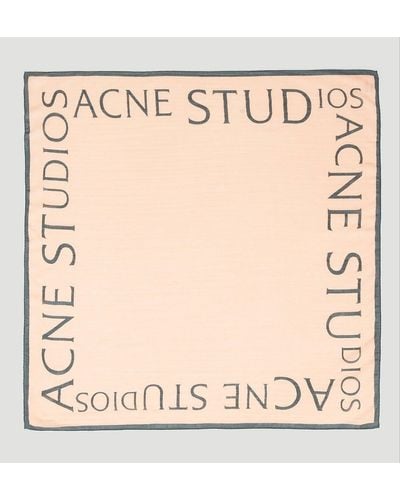 Acne Studios Logo Printed Square-shaped Scarf - Natural