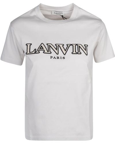 Lanvin Logo Embroidered T-Shirt - Gray