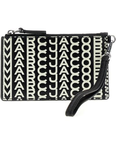 Marc Jacobs The Monogram Leather Top Zip Wristlet Wallets - Black