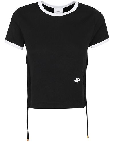 Patou Side Loop Rib Tshirt - Black