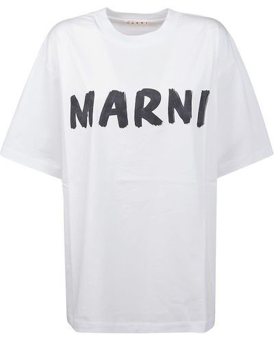 Marni Logo Print Boxy Git T-shirt - White