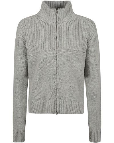 Maison Margiela Ribbed Neck Zip Sweater - Gray