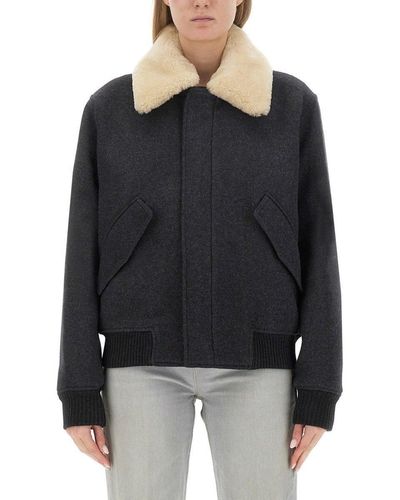 Ami Paris Jacket With Shearling Collar Unisex - Black