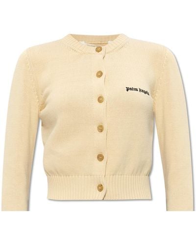 Palm Angels Cardigan With Logo - Natural