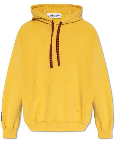 Lanvin X Future Logo Embroidered Drop-shoulder Hoodie - Yellow