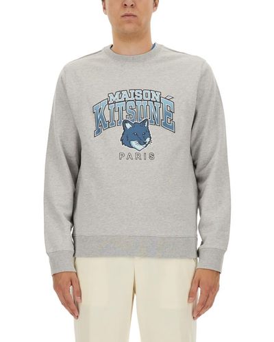 Maison Kitsuné Sweatshirt With Logo Print - Gray