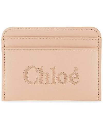 Chloé Antiqued Leather Sense Card Holder - Natural
