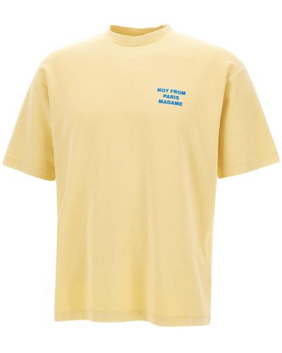 Drole de Monsieur Le T-Shirt Slogan Cotton T-Shirt - Yellow