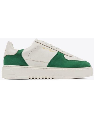 Axel Arigato Orbit White Leather And Green Suede Low Sneaker - Orbit