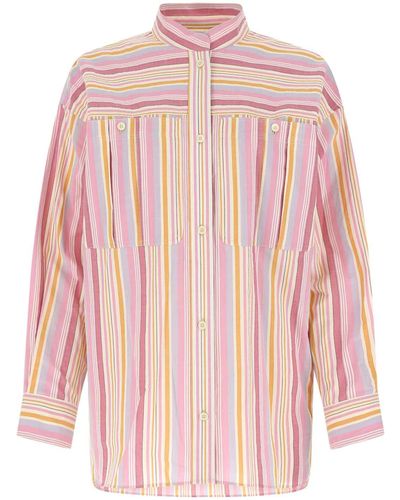 Isabel Marant Embroidered Cotton Taylor Oversize Shirt - Pink