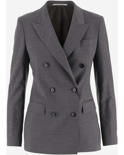 Tagliatore Double-Breasted Stretch Wool Jacket - Gray