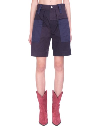 Isabel Marant Kalerna Shorts In Blue Cotton And Linen