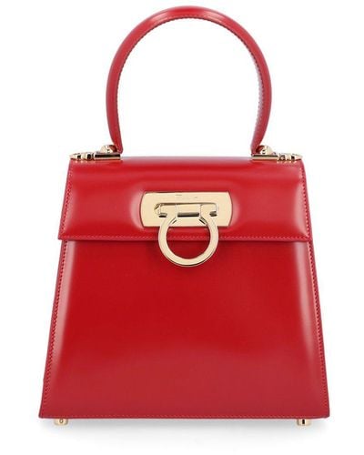 Ferragamo Iconic Small Top Handle Bag - Red