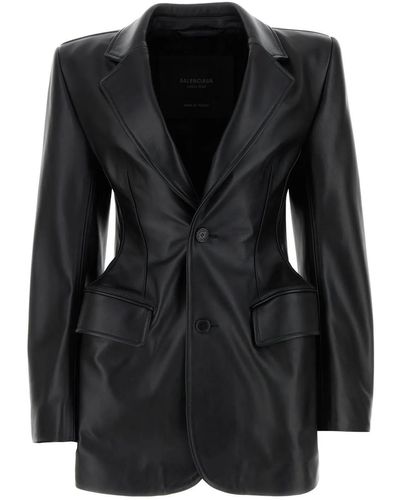 Balenciaga Hourglass Leather Jacket - Black