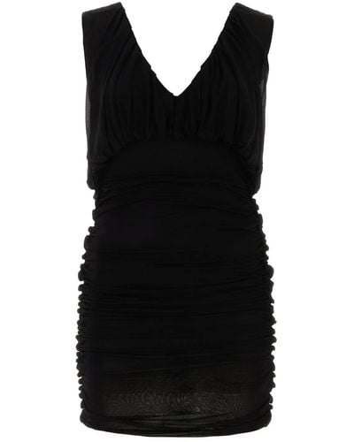 Saint Laurent Black Cupro Mini Dress