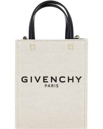 Givenchy Mini G-tote Canvas & Leather Vertical Shopping Bag - Natural