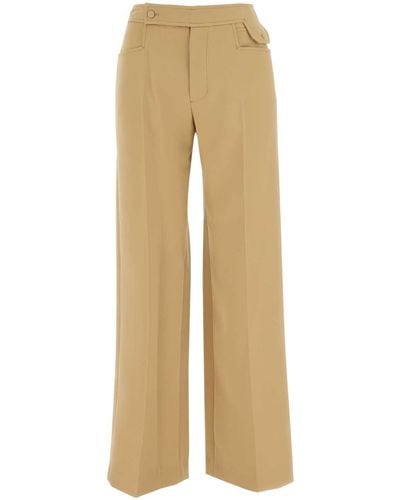 Low Classic Camel Polyester Wide-Leg Pant - Natural