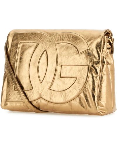 Dolce & Gabbana Leather Dg Logo Bag Soft Clutch - Metallic