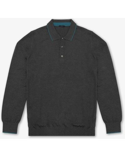 Larusmiani Long Sleeve Polo Shirt Polo Shirt - Black