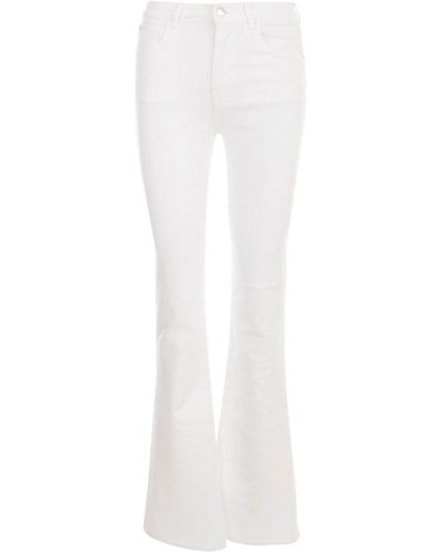 Emporio Armani Logo Plaque Flared Jeans - White