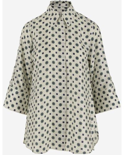 Alberto Biani Silk Shirt With Geometric Pattern - Gray