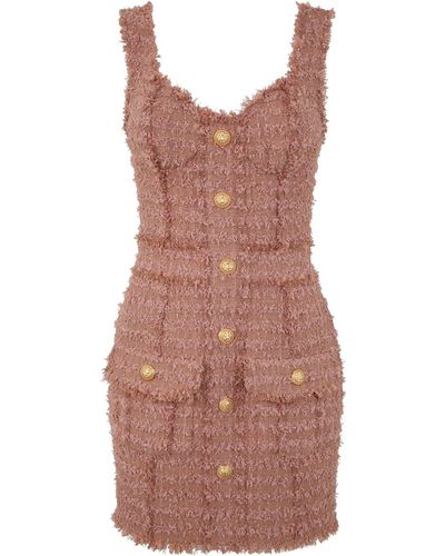 Balmain Strapped Tweed Short Dress - Multicolor
