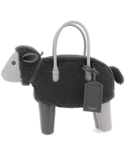 Thom Browne Sheep-Shaped Zip-Up Tote Bag - Black
