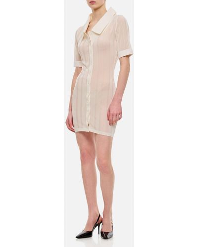 Jacquemus Front Buttoned Short Dress - White