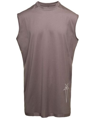 Rick Owens X Champion Tarp T Sleeveless Top With Small Pentagram Embroidery - Brown