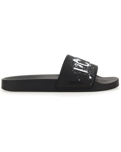 DSquared² Slide Sandal With Logo - Black