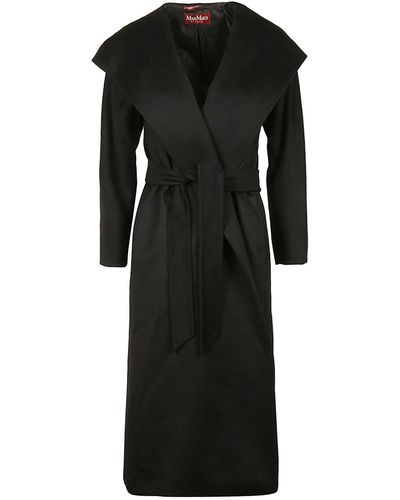 Max Mara Studio Hooded Belted Coat - Black