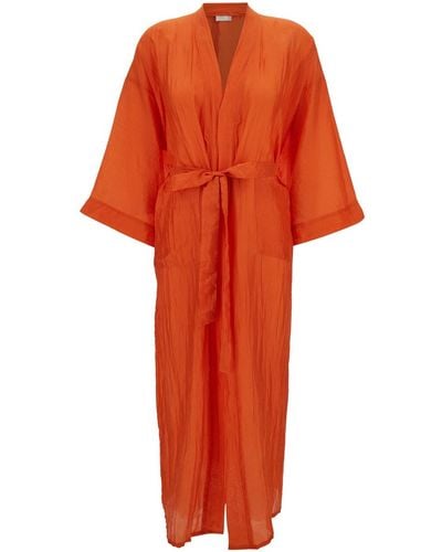 THE ROSE IBIZA Bata Kimono With Matching Belt - Orange