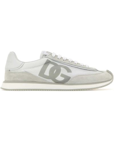 Dolce & Gabbana Two-Tone Suede And Mesh Dg Aria Trainers - White